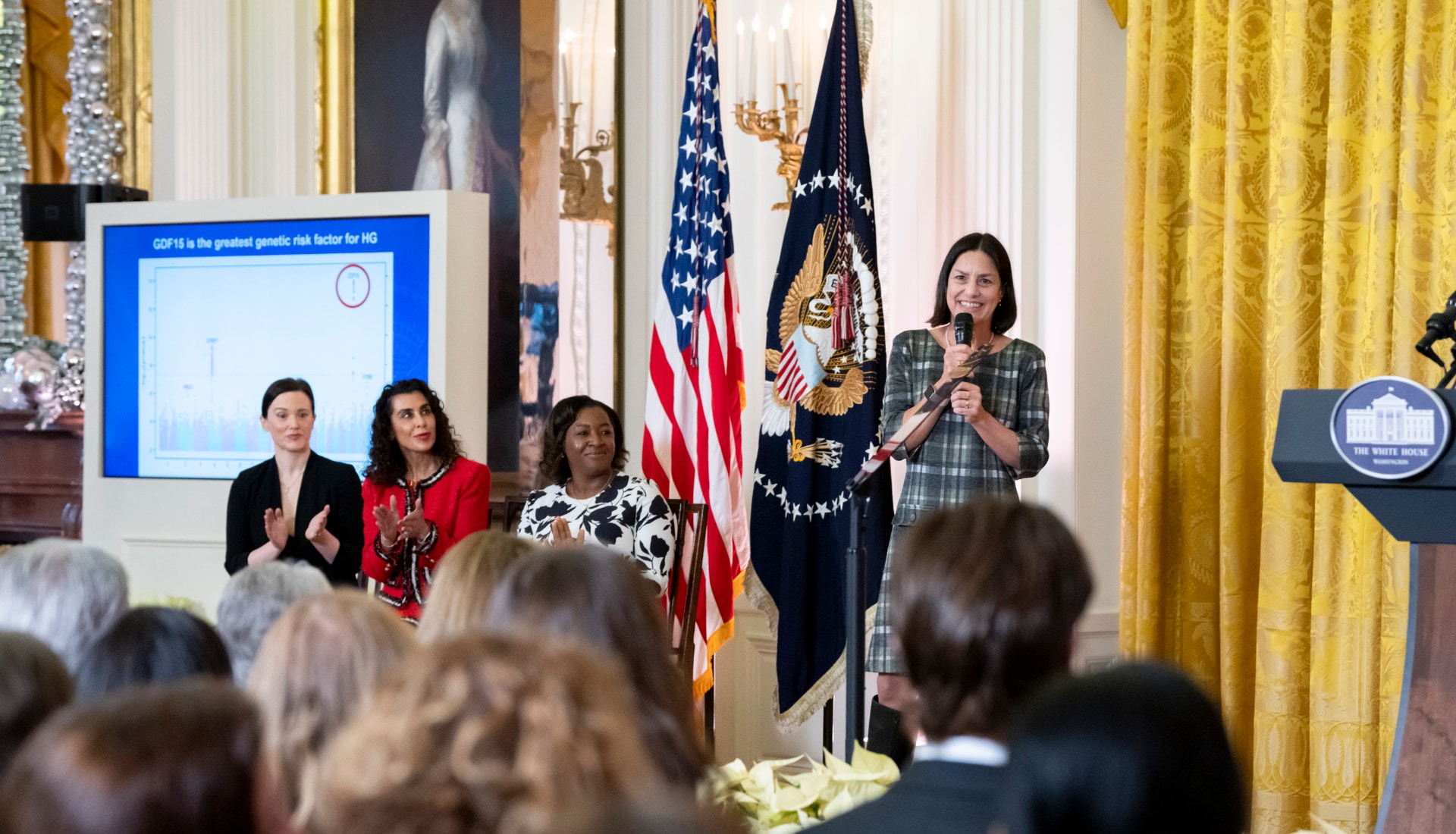 Marlena Fejzo presenting GDF15 research at the White House